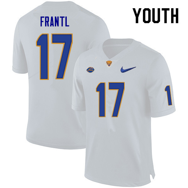 Youth #17 Jake Frantl Pitt Panthers College Football Jerseys Sale-White